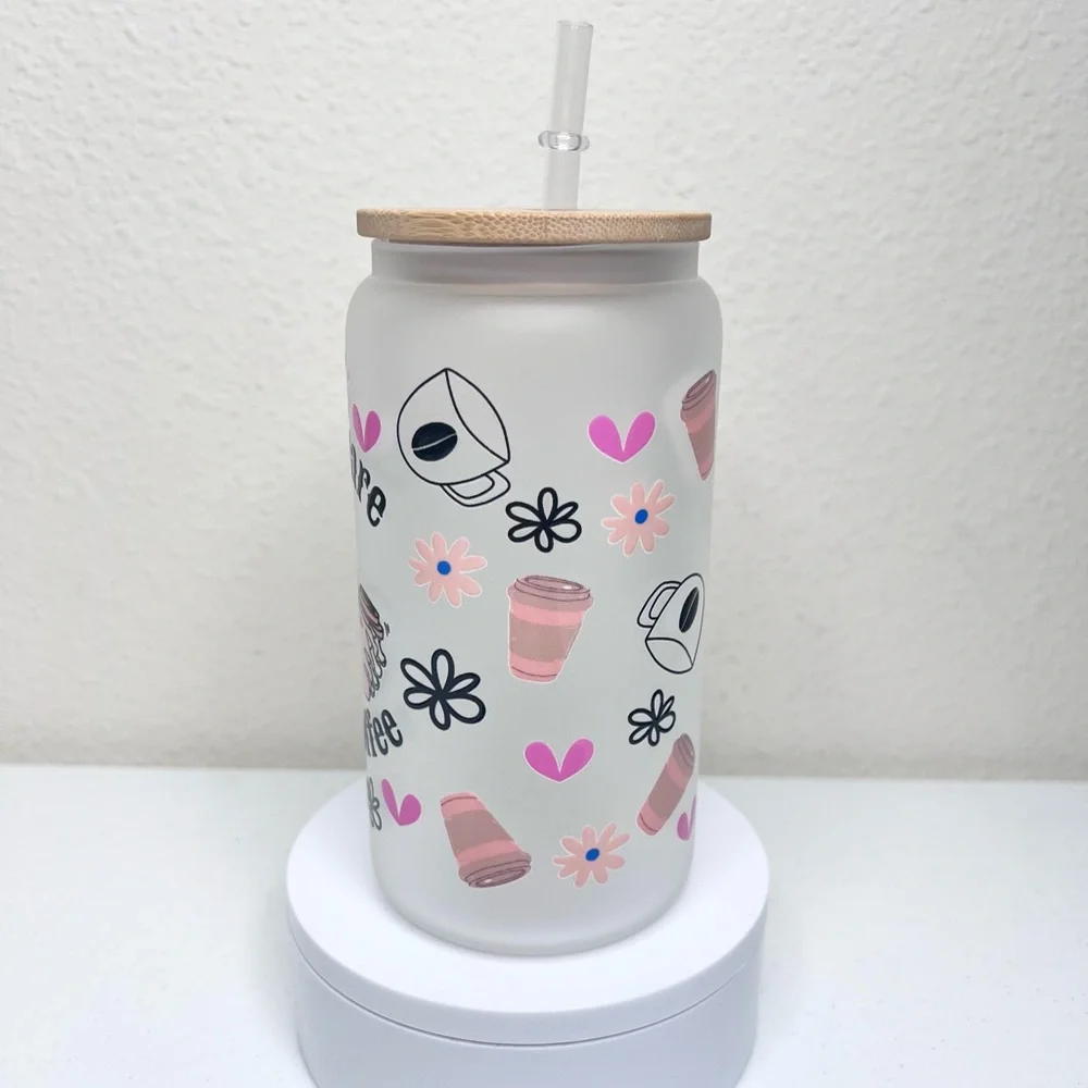 Nightmare Before Coffee Skeleton Handmade Libbey Glass Cup - Picture 3 of 5